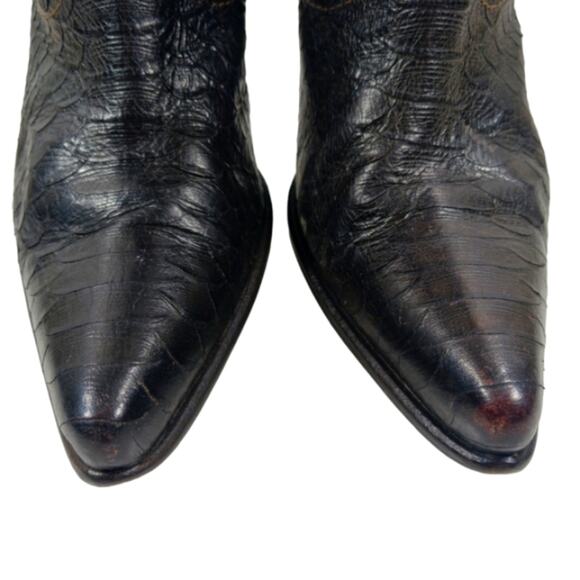 FS2127 GUC $369 Donna Piu Snake Embossed Boots size 37 US 7 - Picture 6 of 11